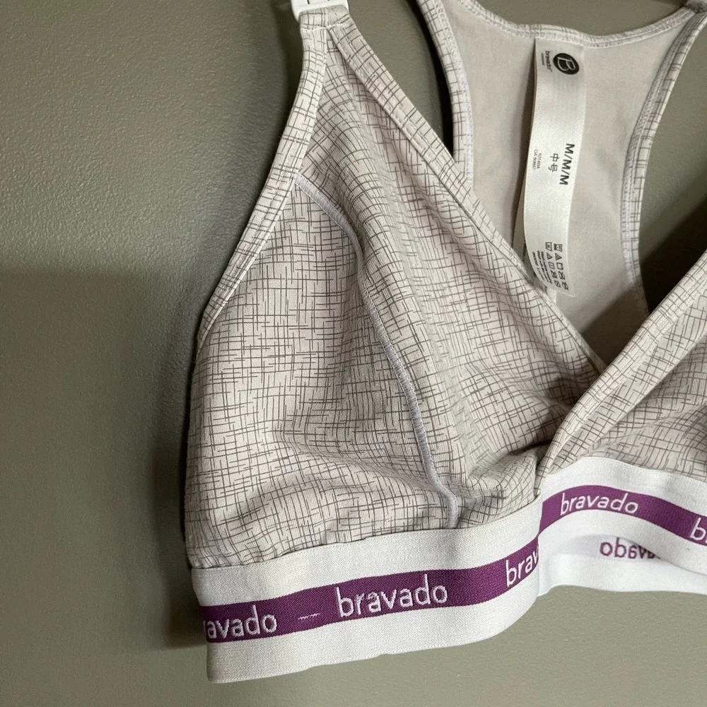 Bravado Designs Original Nursing Bra Crosshatch Grey Sz Medium Wireless Bralette